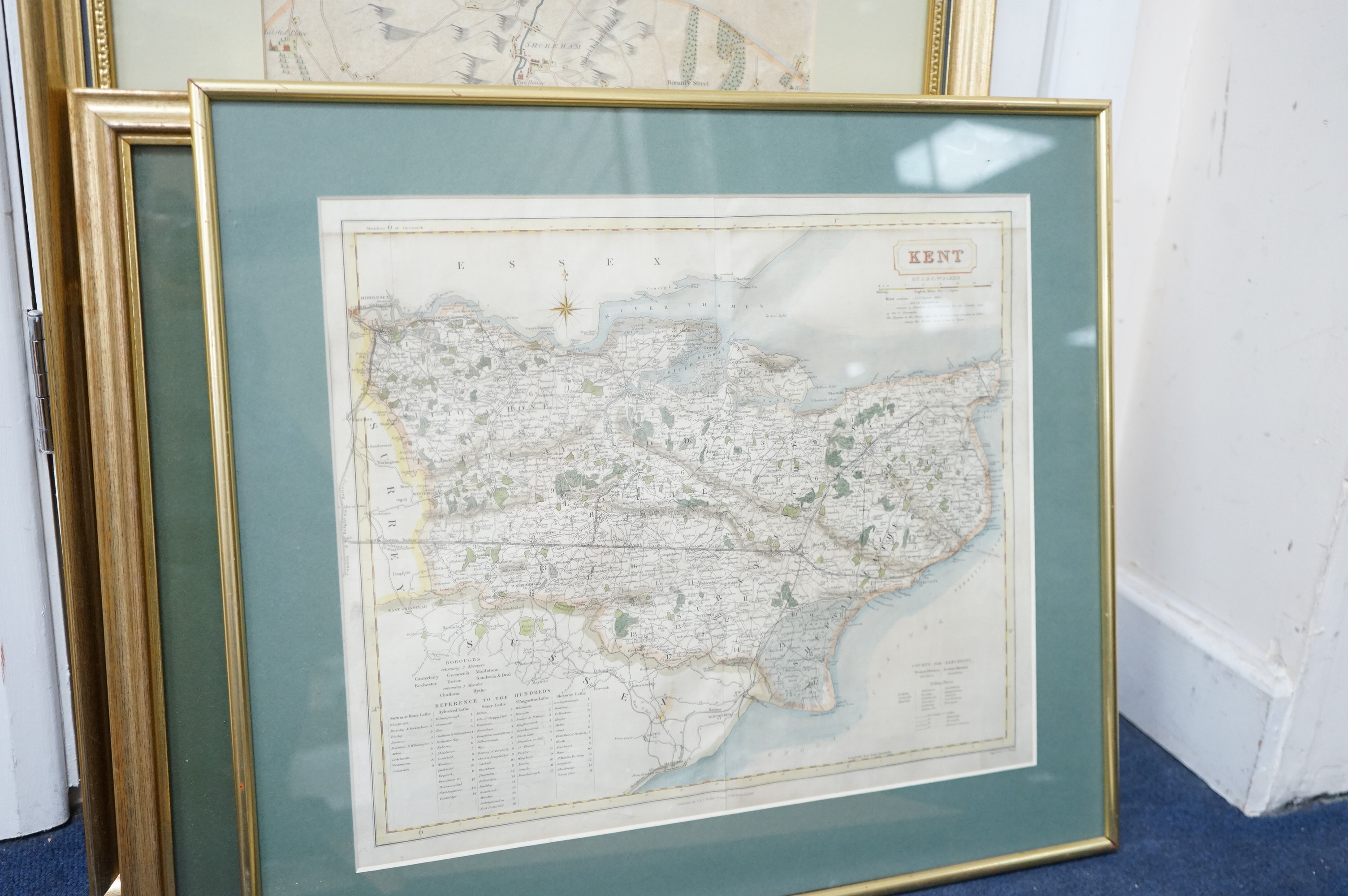 Kent Maps, Norden cantium quod nunc and open (six), largest 34 x 40cm